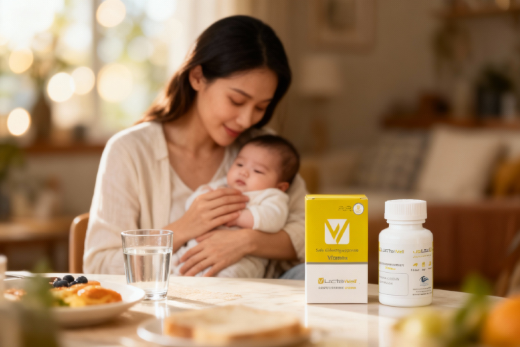 مادر شیرده و نوزاد با قرص لاکتاول برای شیردهی در محیط خانه